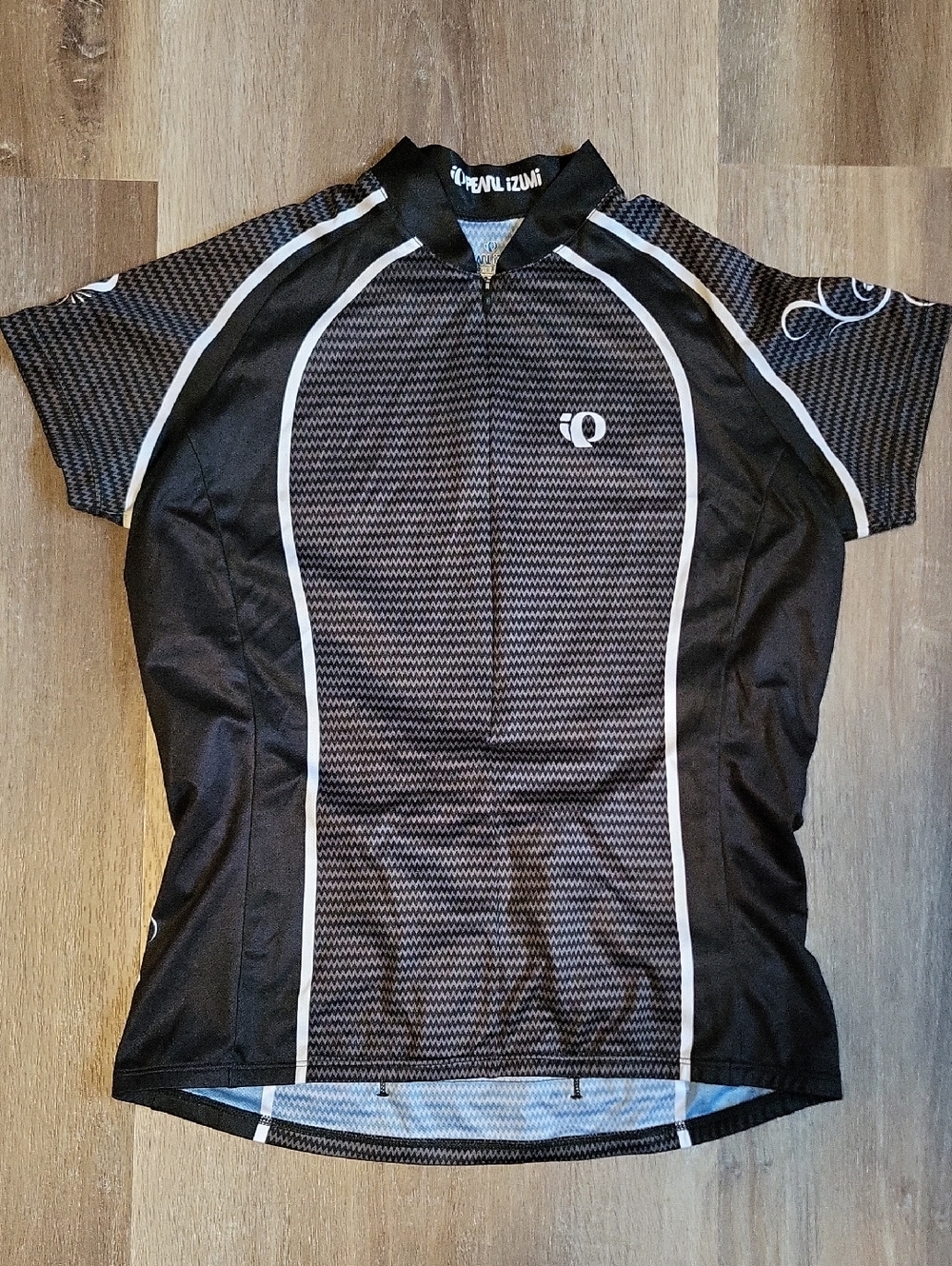 Pearl Izumi Black Cycling Jersey with White Piping